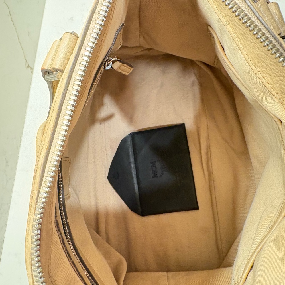 MCM Beige Embossed Shoulder Bag - Picture 2 of 5